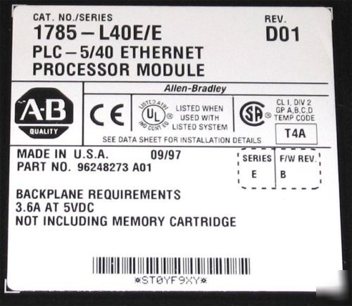 Allen bradley 1785-L40E/e plc-5/40 ethernet processor