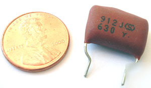 Radial film capacitors ~ .0091UF 630V 5% (50
