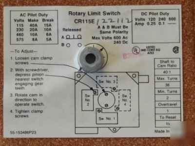 Ge geared rotary limit switch CR115E 122112