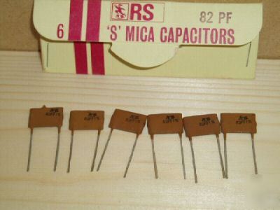 New pack of 6 rs 82PF 's' mica vintage capacitors - 