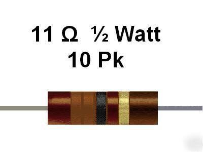 11 ohm 1/2 watt 5% carbon comp resistors (10PCS)