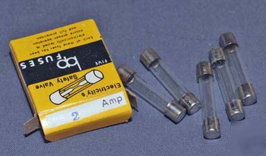 Box of 5 nos fuse s 2 amp fast acting 3AG 1 1/4 x 1/4
