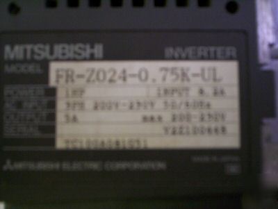 Mitsubishi freqrol Z024-S0.75K inverter,FRZ024-0.75K-ul
