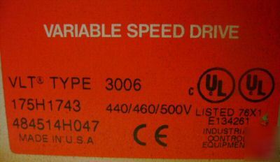 Danfoss variable speed drive vlt 3006 175H1743 500V