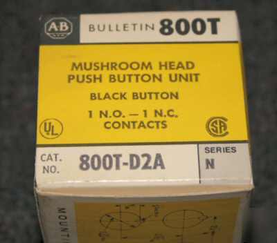 Allen bradley mushroom push button switch 800T-D2A 