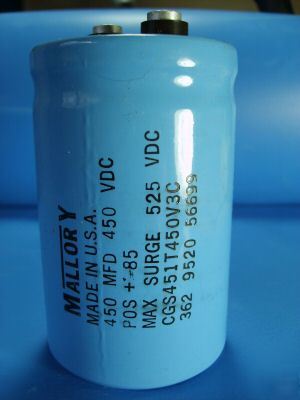 New mallory 450 uf / 450V cgs electrolytic capacitor 