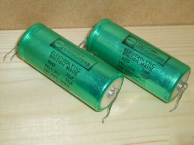 2X plessey electrolytic 32+32UF 350V vintage capacitors