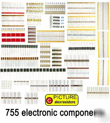 755 electronic components diodes transistors capacitors