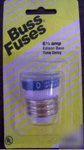 New buss fuses 6 1/4 amp edison base bp/t-6 1/4