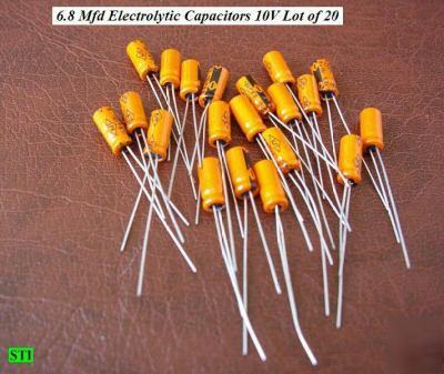  6.8UF mfd electrolytic capacitors 10V (qty 20) radial