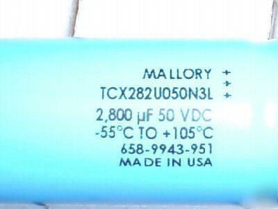 8PC mallory 50V 2800UF axial capacitors 105C low esr