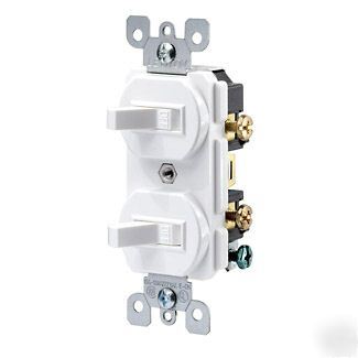 Double single pole stack toggle light switch, ivory