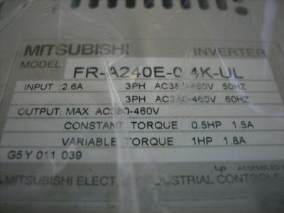 Mitsubishi/freqrol fr-A240E-0.4K-ul inverter fr-a 