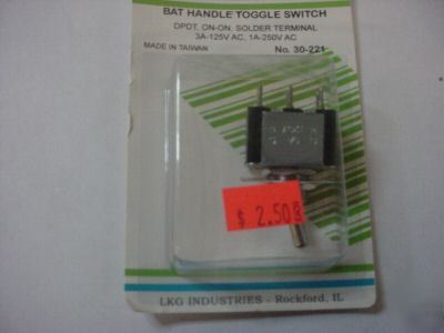 Bat handle toggle switch, dpdt, on-on ( qty 3 ea )
