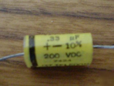 New 100 itt 200V .33UF axial mylar capacitor capacitors 
