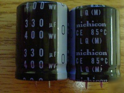 New 25PC 400V 330UF nichicon mini snap-in capacitors 