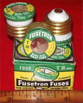 New 3 fusetron t 30 amp fuses edison base dual element