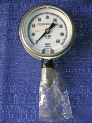 Crosby 0-160 psi test gauge protected for overpressure