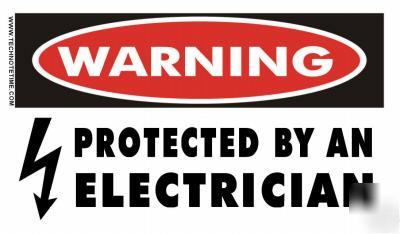 Five funny decals: warning protected by an electrician