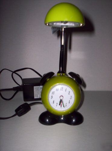 Halogen desk lamp with alarm clock