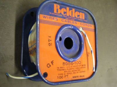 New belden 100' 14 awg 8956 hookup wire white/blue