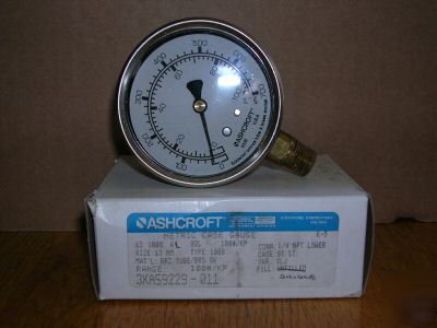 Ashcroft 1008 pressure gauge 0-100PSI silicone fill.