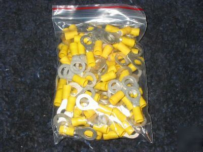 100 count yellow ring terminals 12-10 gauge 5/16
