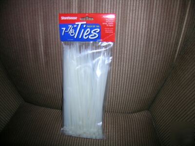  - 100 nylon cable zip ties white 8