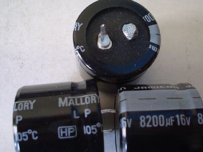 10 mallory 16V 8200UF snap-in capacitors 105C hi temp 