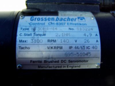 Grossenbacher ch-8307 servo motor m/n: MT30H4-44