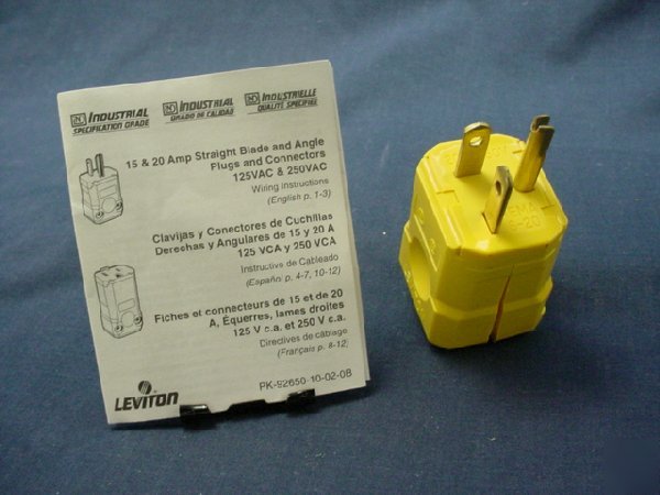 Leviton industrial plug 6-20 20A 250V 5456-vy
