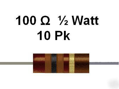 100 ohm 1/2 watt 5% carbon comp resistors (10PCS)