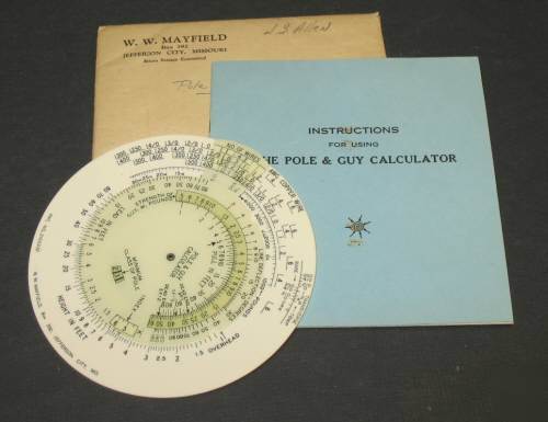 1937~w w mayfield~pole & guy calculator