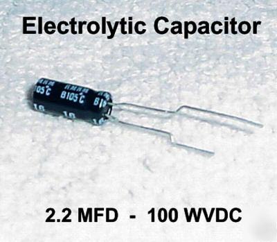 New 2.2 uf - mfd - 100 wvdc - electrolytic capacitors - 
