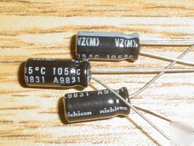 25 nichicon 200V 82UF 105C mini radial capacitors
