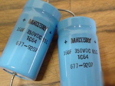 New 10 mallory 350V 16UF axial capacitors 