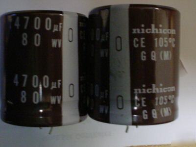 New 10PCS nichicon 80V 4700UF 105C snap-in capacitors 