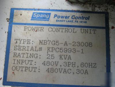 New spang HB7G5-a-23008 power control, 25 kva, 480 vac