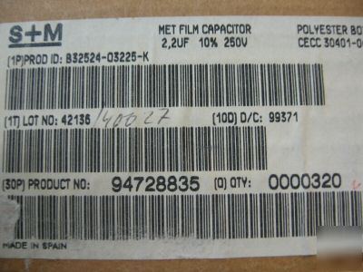 320PCS p/n B32524-Q3225-k ; met film cap , 2.2UF 10%