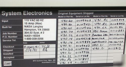 Mts teststar load frame controller 490.01 test star, 