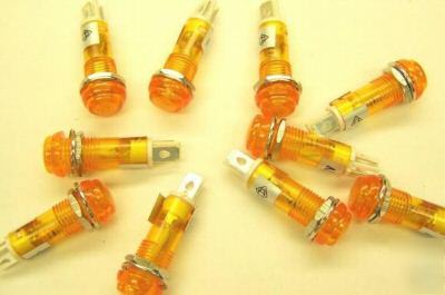 New 10 pieces mini pilot light 9MM amber dc 