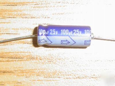 New 25 nichicon 25V 100UF mini axial capacitors 