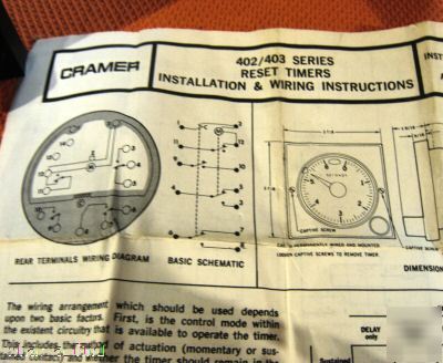 New cramer conrac 30 minute timer 403 403SD 422WD 115 v