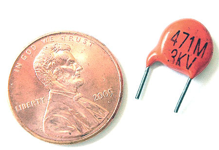 High voltage ceramic disc capacitor ~ 470PF 3000V (50)