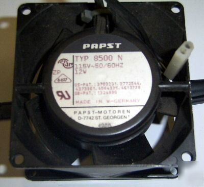 Papst cooling fan 3-1/8 square 115V 12W from hp 3497A