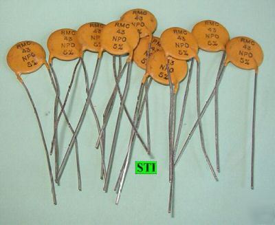 43PF 43 pf ceramic disc capacitors npo (10 qty) 5%