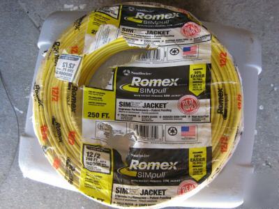 New 250 feet 12/2 romex with ground nm-b yellow jacket 