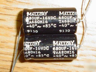 200 pcs mallory 16V 680UF axial capacitor
