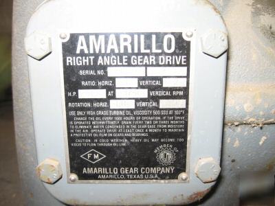 Amarillo right angle gear drive, 30 hp at 1760 vert rpm