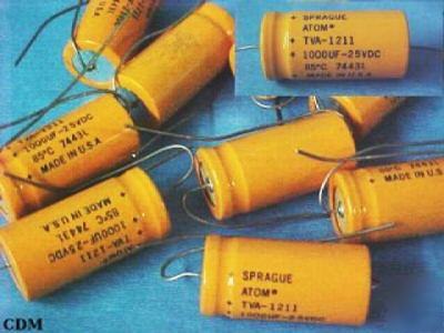 Capacitor, sprague tva-1211, atom,1000UF, 25VDC, lot/10